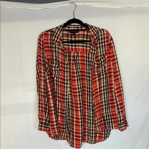 Lane Bryant Red and Black Plaid Button-Down Shirt